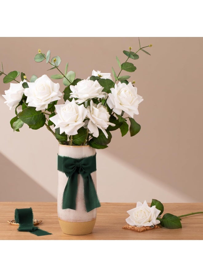 اسرلي وايت شريط شيفون أخضر داكن مزين بشراشيب - Image 2